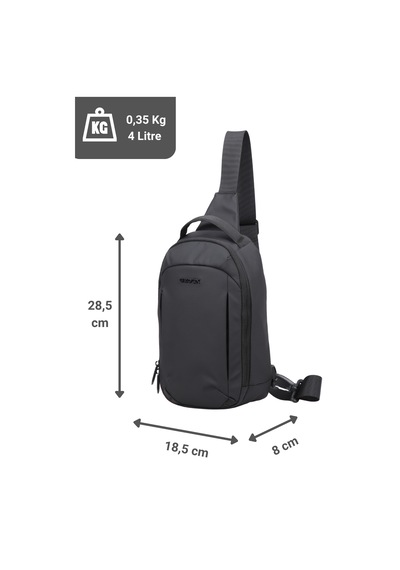 Gedox Siyah Su Geçirmez 3 Bölmeli Çapraz Sırt Çantası Tek Omuz Göğüs Çantası Bodybag Gdx2102