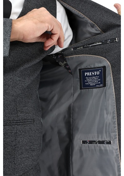 Presto Erkek Yelekli Slimfit Takım Elbise 6 Drop Siyah 790-001 Siyah