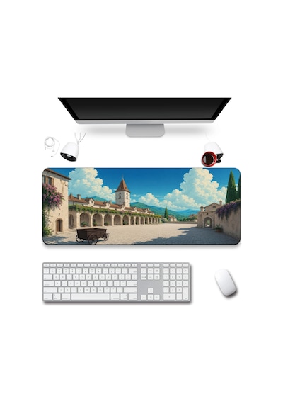 Sonictouch Klavye Mousepad 40x90cm Dikişsiz Pürüzsüz Sıvı Geçirmez Kaymaz Taban Dağ Kasabası