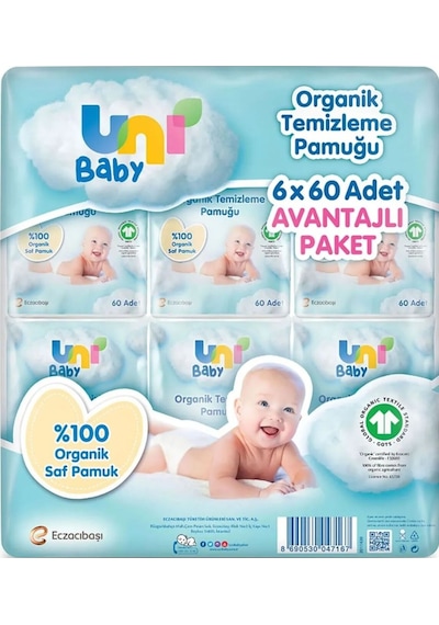 Uni Baby Bebek Temizleme Pamuğu 6 60 Adet