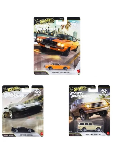 Hot Wheels Fast Furious Premium 3 Lü Set Honda Dodge Toyota