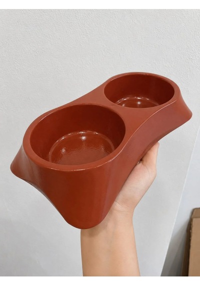 İkili Model Beton Kedi Köpek Mama Ve Su Kabı 24cm 12cm 5cm - Kiremit