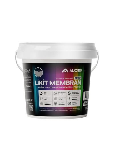 Alkoru 1 Kg Likit Membran Renkli Reçine Esaslı Sıvı Su Yalıtım Malzemesi Gri