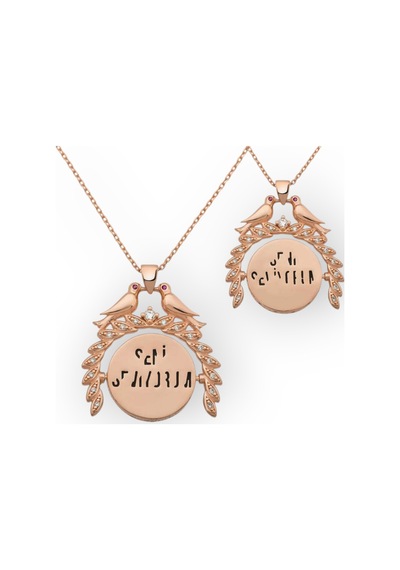 Modahilye 925 Ayar Gümüş Aşk Kumruları Rozegold Seni Seviyorum Tasarım Kolye Rose Gold