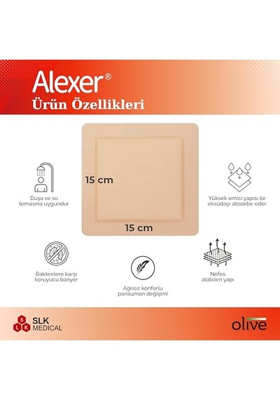 Silikon Jel Yapışkan Kenarlı Çok Katmanlı Steril Yara Örtüsü 15x15cm