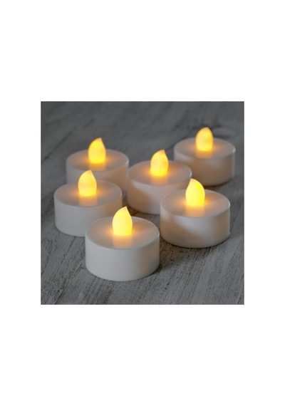 Led Pilli Tealight Mum Sarı Işık - 24 Adet Beyaz