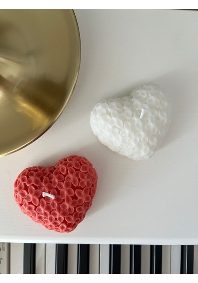 Çiçekli Kalp Mum Set