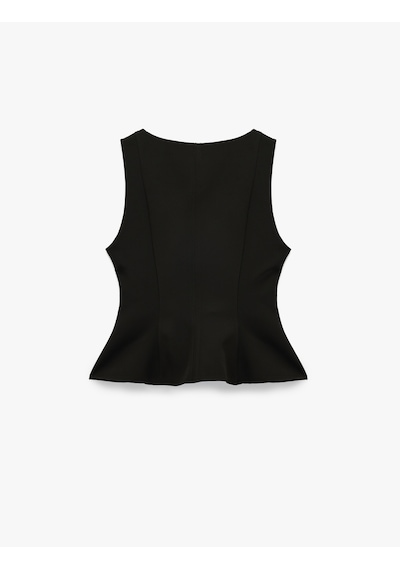Koton Bisiklet Yaka Kolsuz Peplum Bluz Siyah 6wak60105pw Siyah