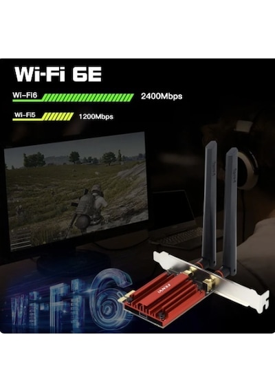 Fenvi AX210 Wi Fi 6E 5374 Mbps Tri-Band 2.4G / 5G / 6Ghz Kablosuz PCI-E Adaptörü