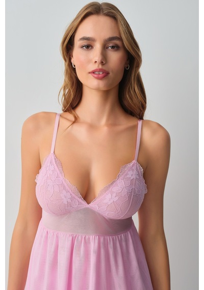 Suwen Scarlet İnce Askılı Dantelli Pijama Üst Wsh11110078077 Pembe