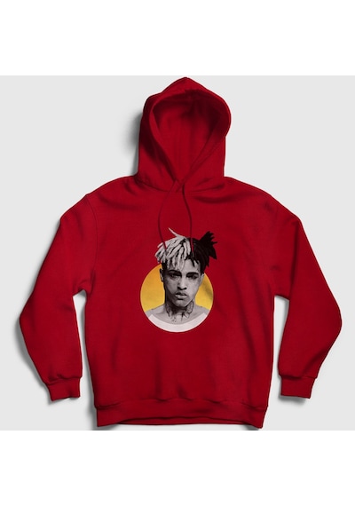 Presmono Unisex Sun Xxxtentacion Kapüşonlu Sweatshirt Kırmızı