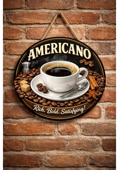 Mayeka Americano Temalı Cafeler Kahveciler Baristalar İçin Ahşap Duvar Kapı Dekoratif Süs Tablo 3