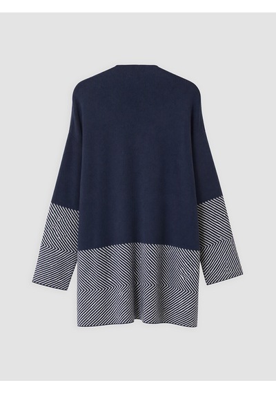 Lcw Everyday Lacivert Bisiklet Yaka Desenli Kadın Triko Kazak Xl-2xl