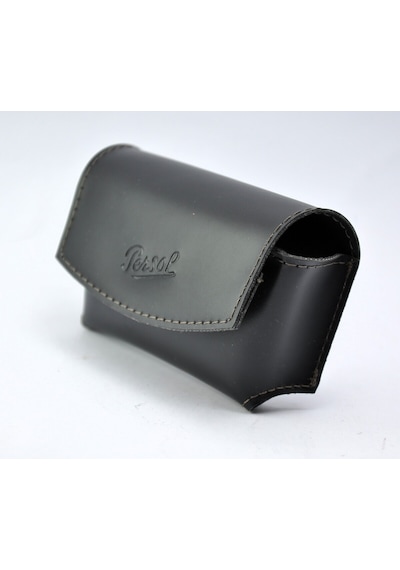 Black Leather Case Vıntage Siyah Deri Katlanır Gözlük Güneş Gözlüğü Saklama Kutusu Kılıf