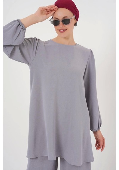 Defymoda Ayrobin Tunik Pantolon Alt Üst Takım 6712 - Gri Gri