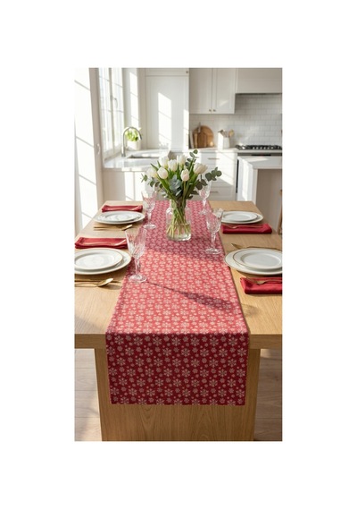 %100 Pamuk Özel Desenli Dikdörtgen Runner 40x130 Bordo - 900753605 Bordo