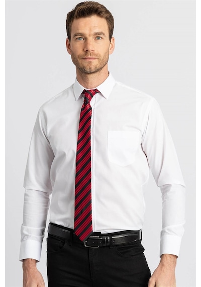 Tudors Klasik Fit Rahat Kesim Cotton Efekt Poplin Erkek Gömlek-22864 Beyaz