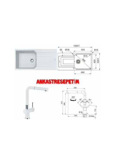 Franke Ubg 611-100 Bianco Eviye.Active Pl