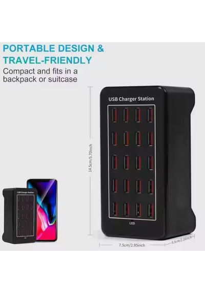 20 Usb Portu Hızlı Şarj Şarj İstasyonu Dock Kablosu İle 100w Ab