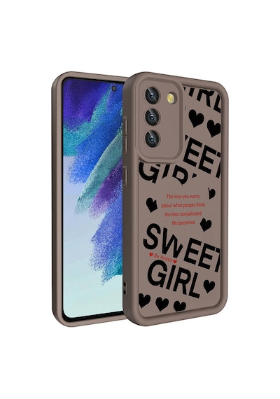 Galaxy Uyumlu S21 Fe Kılıf Kamera Korumalı Baskılı Arka Yüzey Klas Kapak - Siyah Siyah Siyah