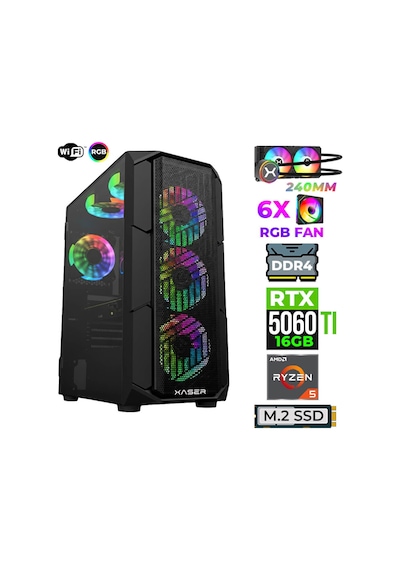 Xaser Astra X20 R5 5600X 32 GB 1 TB M.2 NVMe SSD 16 GB RTX5060Ti Free Dos Masaüstü Oyuncu Bilgisayarı