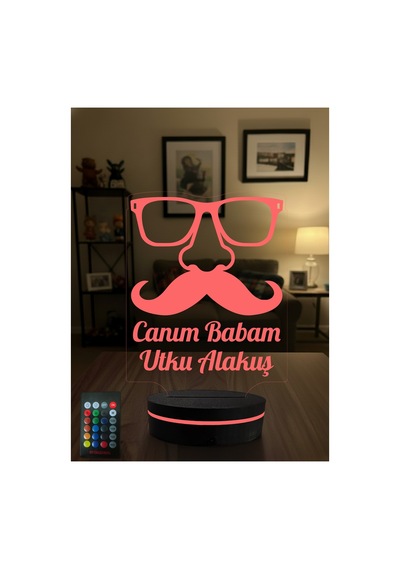 Kişiye Özel İsimli Canım Babam 3d Led Gece Lambası - 16 Renk Kumandalı Babaya Doğum Günü