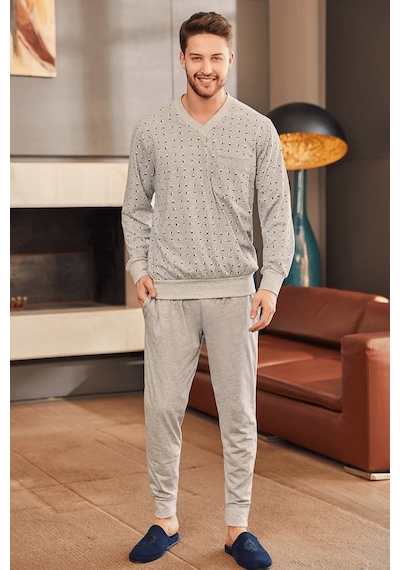 Mecit Pijama By Mecit 2757 Gri Büyük Beden Erkek Pijama Takımı Gri