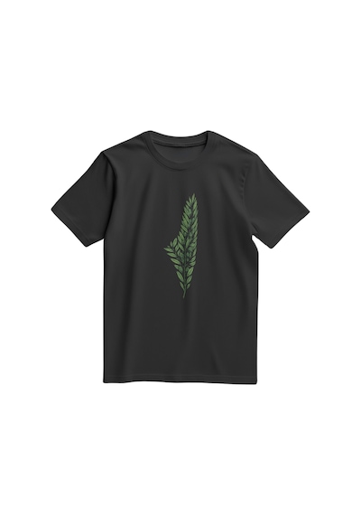 Kısa Kollu Zeytin Dalı İle Filistin Haritası Dijital Baskılı Unisex Filistin Tişört S - 2xl T300026 Siyah
