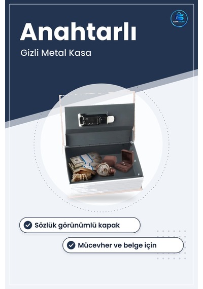 Kitap Görünümlü Metal Gizli Kasa Anahtarlı Kilit Kamuflaj Hediyel