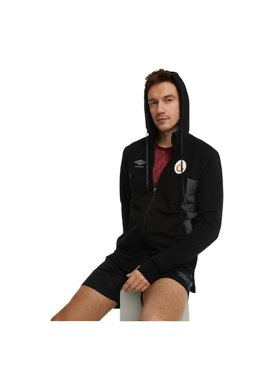 Galatasaray Lisanslı Kapüşonlu Siyah Fermuarlı Hoodie Siyah