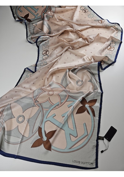 Miorel Scarfs Lv Tema Lüx Vual İpek Şal Yeni Sezon A Kalite Silk Scarfs Shawl Hijab Turkuaz