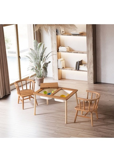 Montessori Çift Hazneli 2 Sandalyeli Aktivite Masası Remy Ahşap