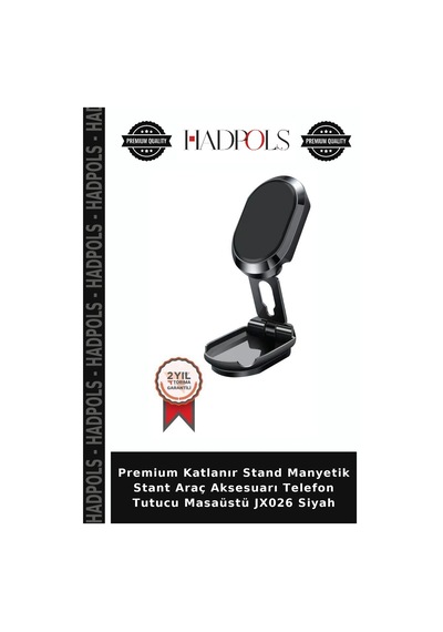 Premium Katlanır Stand Manyetik Stant Araç Aksesuarı Telefon Tutucu Masaüstü Jx026 Siyah