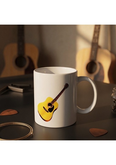Özel Seri Günlük Kullanım Desenli Model Dekoratif Ürün Gitar Tasarım Kupa Çok Renkli