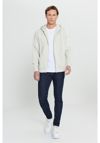AC&Co / Altınyıldız Classics Erkek Bej Standart Fit Normal Kesim Kapüşonlu Fermuarlı  Sweatshirt Bej
