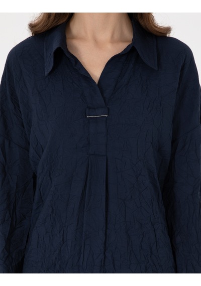Pierre Cardin Kadın Lacivert Gömlek Desenli 50301069-vr033 Lacivert