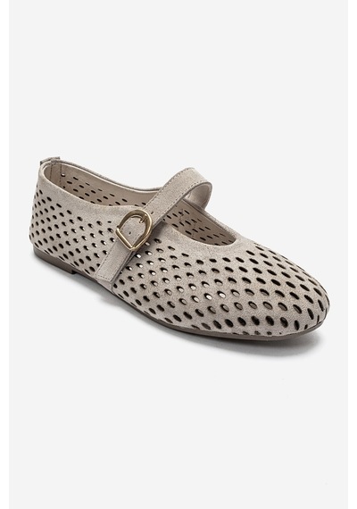 Luvishoes Luvi Shoes Arian Bej Süet Hakiki Der Delikli Kadın Babet Ayakkabı Bej Süet