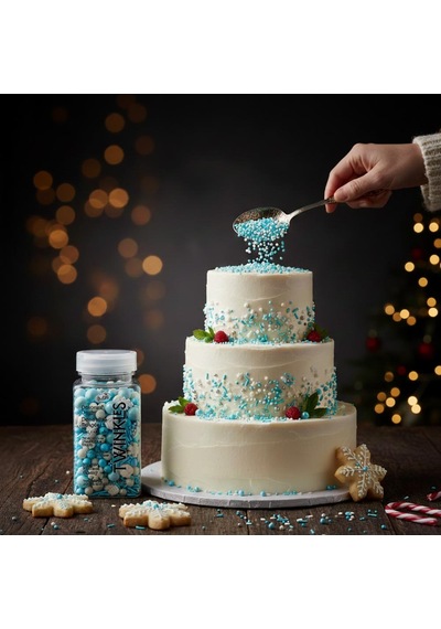 Kar Taneli Cupcake Ve Pasta Süsleme Şekeri Mavi Beyaz 100 G Yılbaşı Konsept Dekor Şekeri