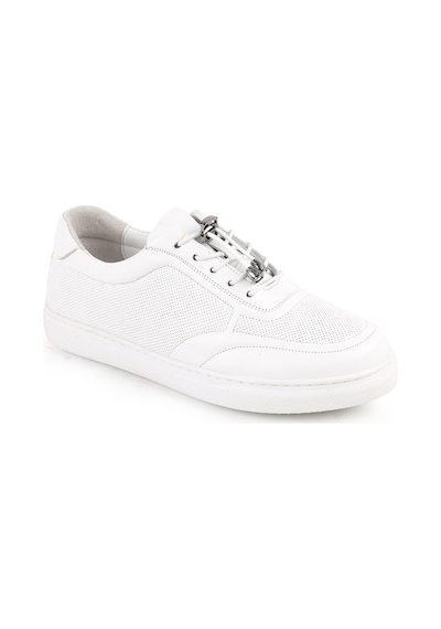 Libero L086.901 Hakiki Deri Baskılı Kauçuk Taban Aksesuarlı Kadın Sneaker Beyaz