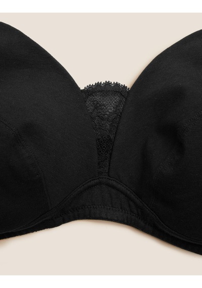 Marks & Spencer 3'lü Dantel Detaylı Balensiz Pamuklu Sütyen Seti T33007026 Siyah