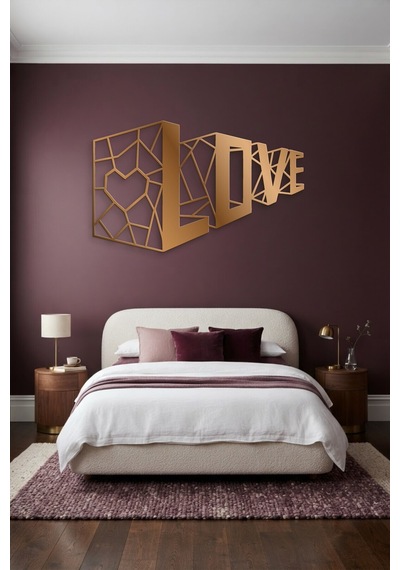 3d Love Metal Duvar Tablosu - Duvar Sanatı - Duvar Dekoru - Bronz