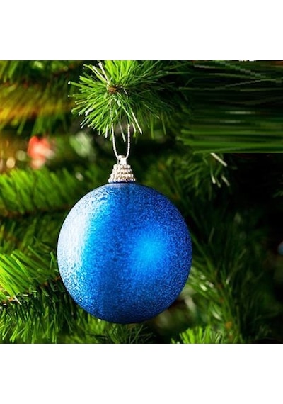 Vıp Kalite 5 Cm 12 Adet Simli Mavi Top Yılbaşı Ağacı Süsleri Vitrin Süsleri Mavi Yılbaşı Top Süsler Noel Ağacı Süsleri
