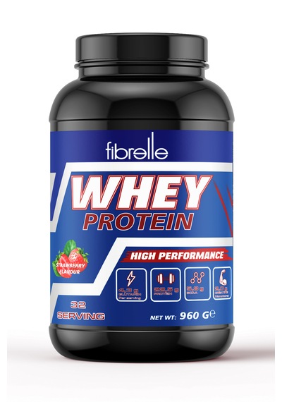 Fibrelle Whey Protein Çilek Aromalı 960 G Protein Tozu 32 Servis Çilek