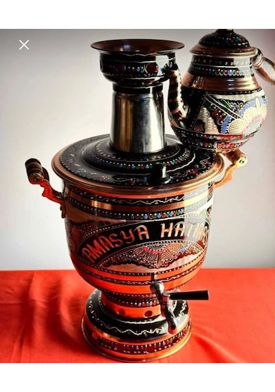 Bakır Odunlu Semaver Siyah