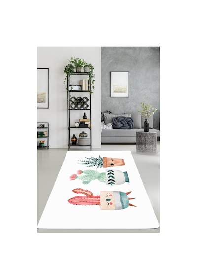 Happy Cactus Djt Ekru 100X200 Cm Yıkanablir Halı
