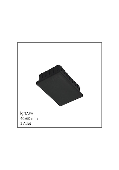 Plastik İç Tapa, Profil Tapası, Dikdörtgen, Siyah, 40x60 Mm Siyah