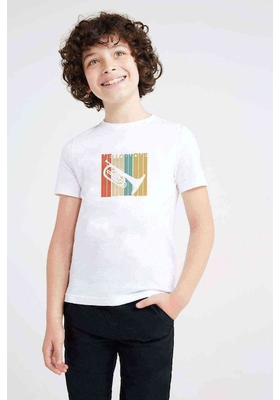 Tshirthane Silhouette Mellophone Vintage Style Baskılı Unisex Çocuk Beyaz T