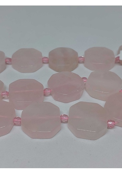 Pembe Kuvars Taşı Sekizgen Şekilli Dizi (35685) Çok Renkli