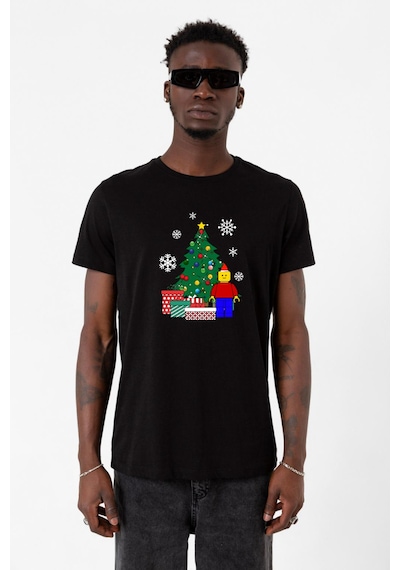Lego Man Christmas Siyah Erkek Tshirt Çok Renkli