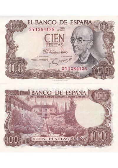 İspanya 1970 Yılı 100 Pesetas Yabancı Kağıt Para Çil Unc Koleksiyon Para